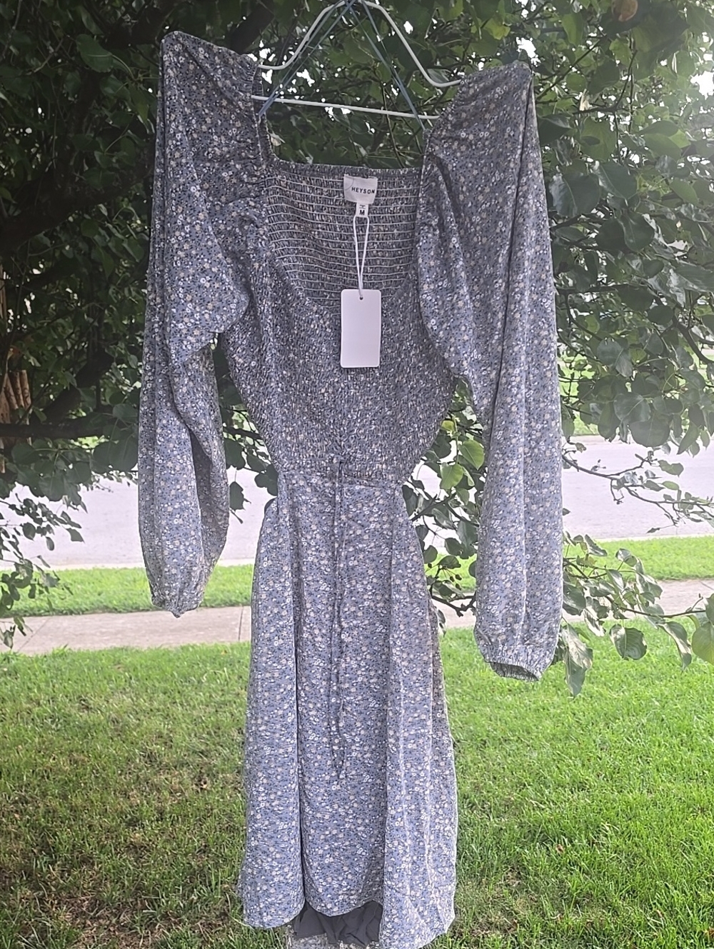 Floral Smocked Midi Dress with Long Sleeves